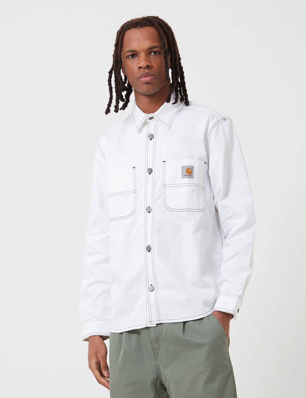 カーハート-WIPチョークシャツジャケット（レギュラーフィット）-ホワイトリジッド