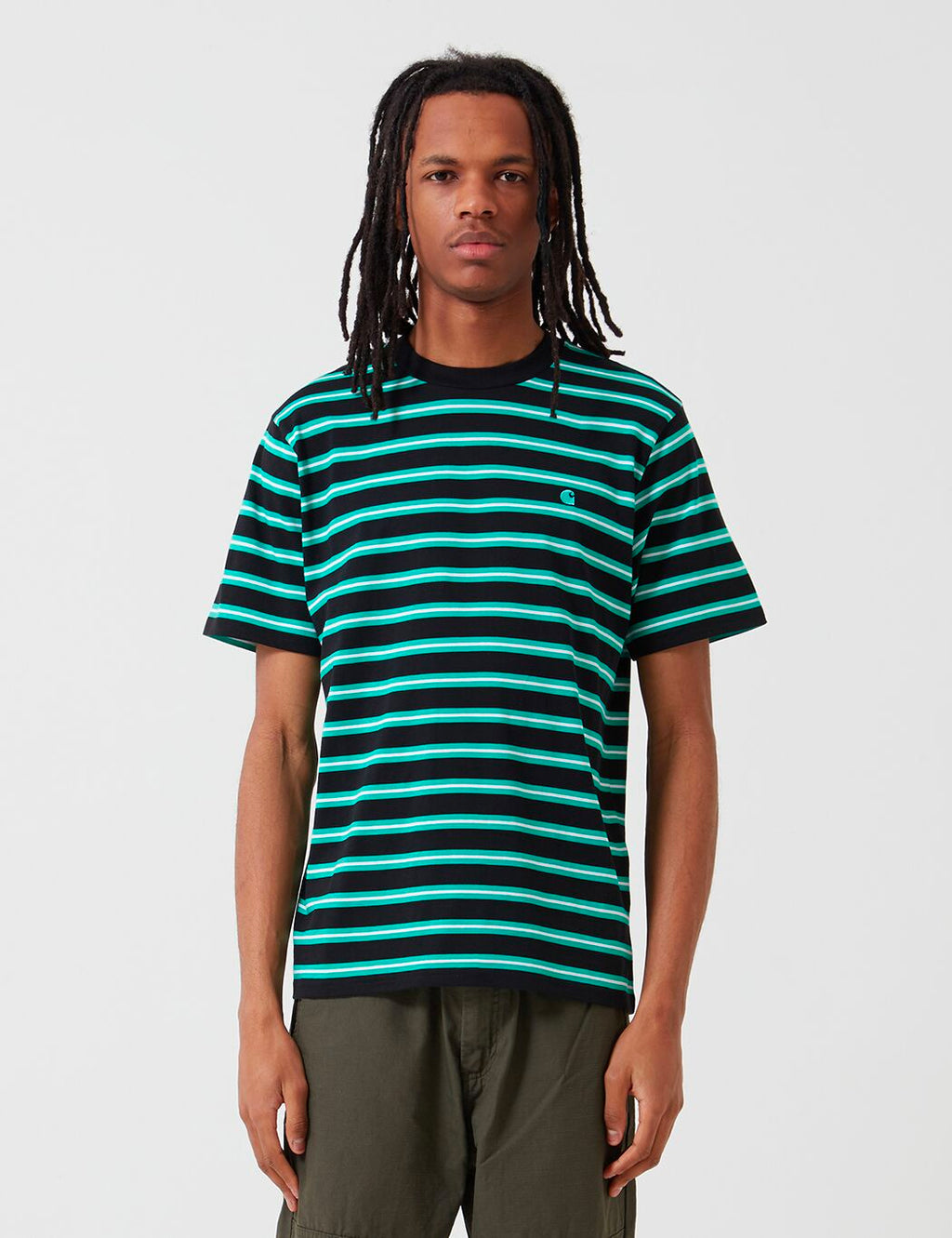 Carhartt WIP Oakland Stripe T Shirt Black Yoda Green URBAN EXCESS