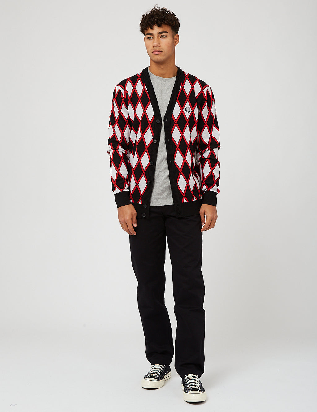 Black and red checkered cardigan best sale