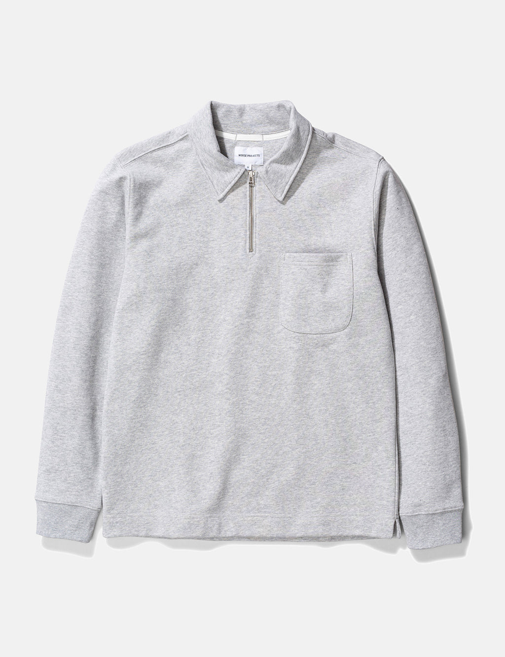 Norse Projects Jorn Half Zip Sweatshirt 330gsm Cotton Light Grey Melange