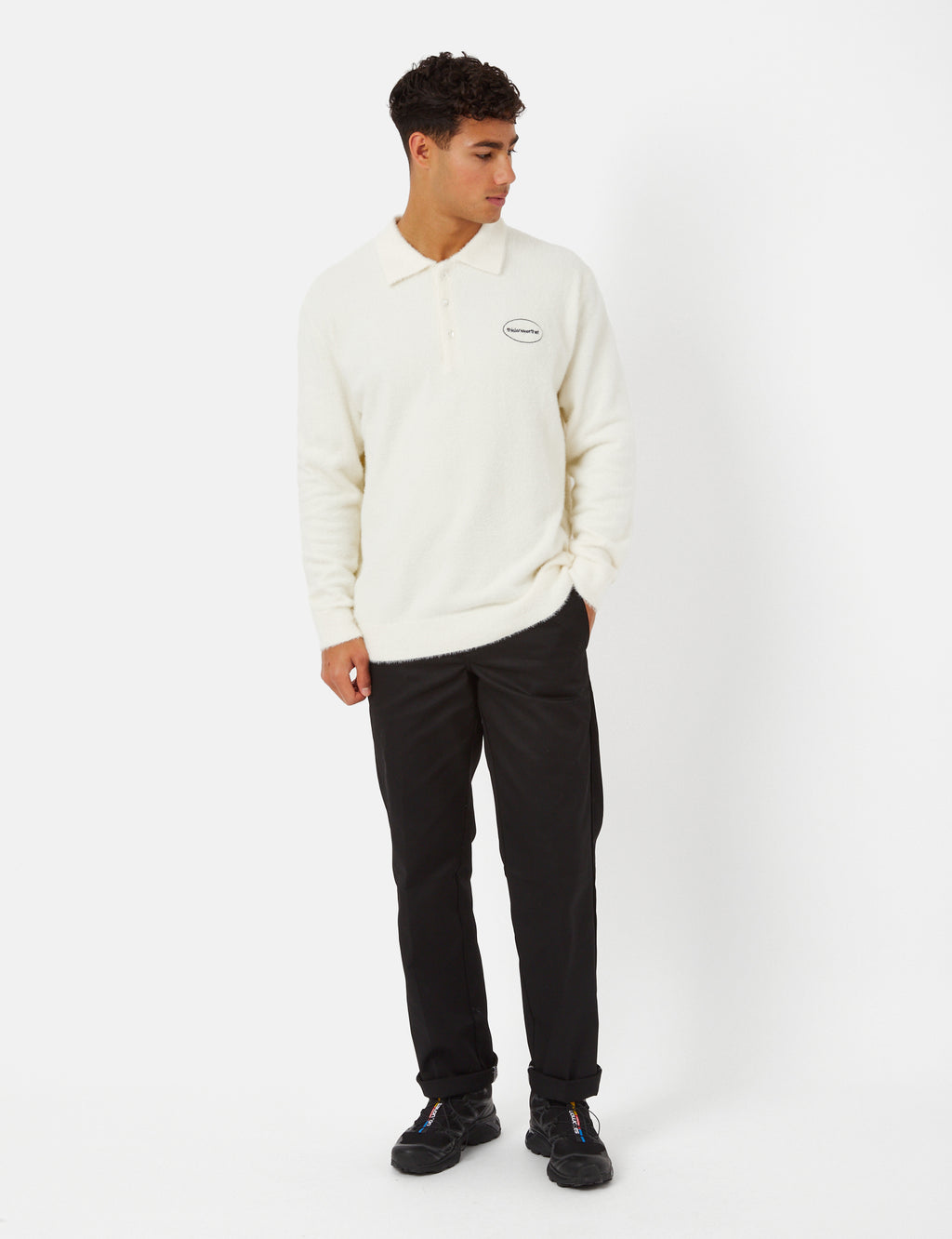 Thisisneverthat E/TLogo Shaggy Polo - Ivory White