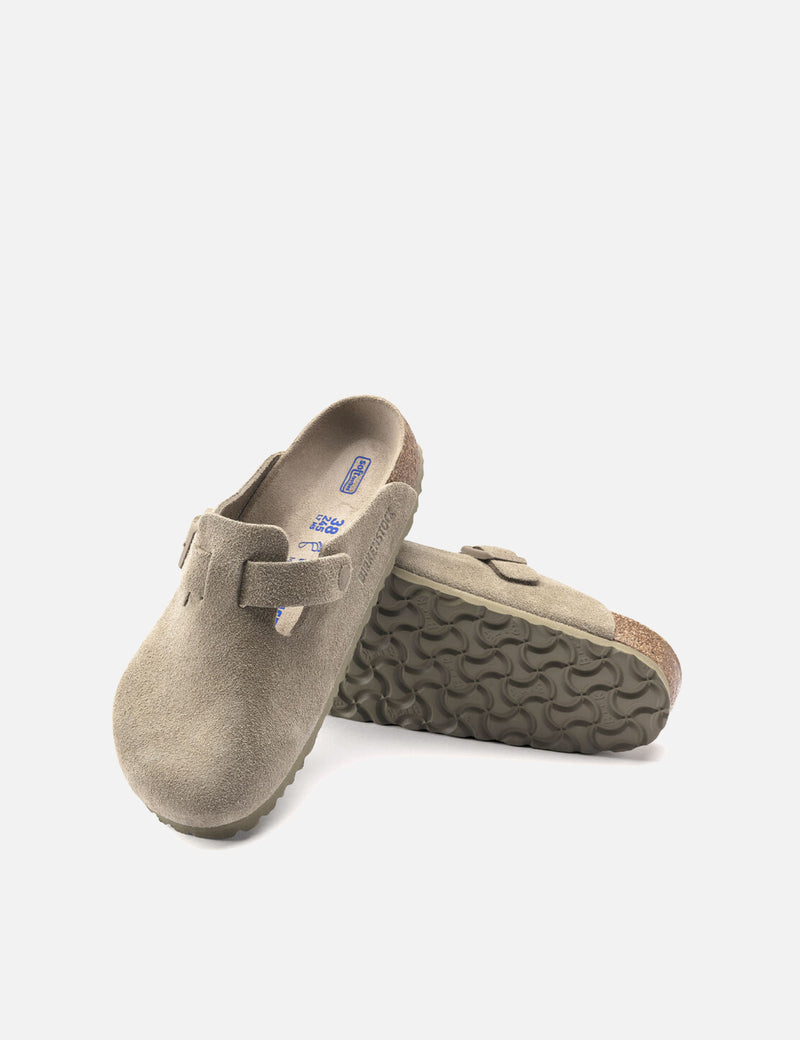 Birkenstock Boston Clogs Soft Foot Bed (Regular) - Faded Khaki