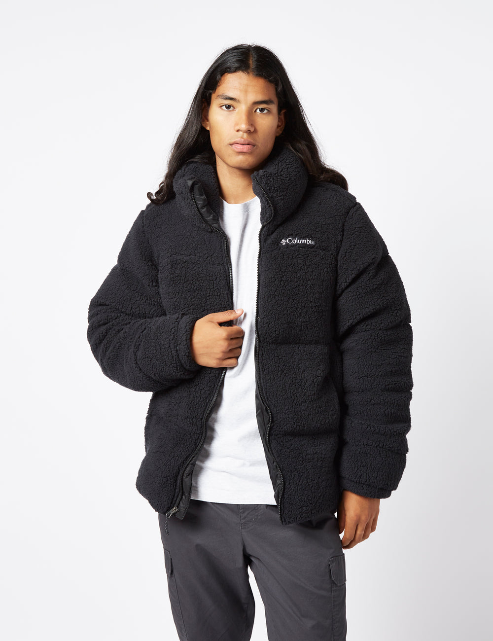 Black fuzzy columbia jacket hotsell