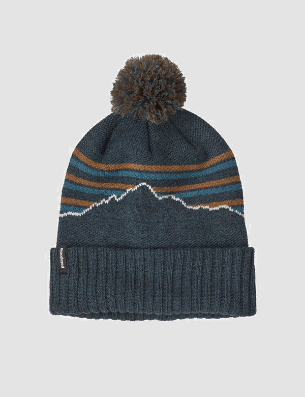 Patagonia Powder Town Fitz Roy Stripe Beanie Hat - Smolder Blue