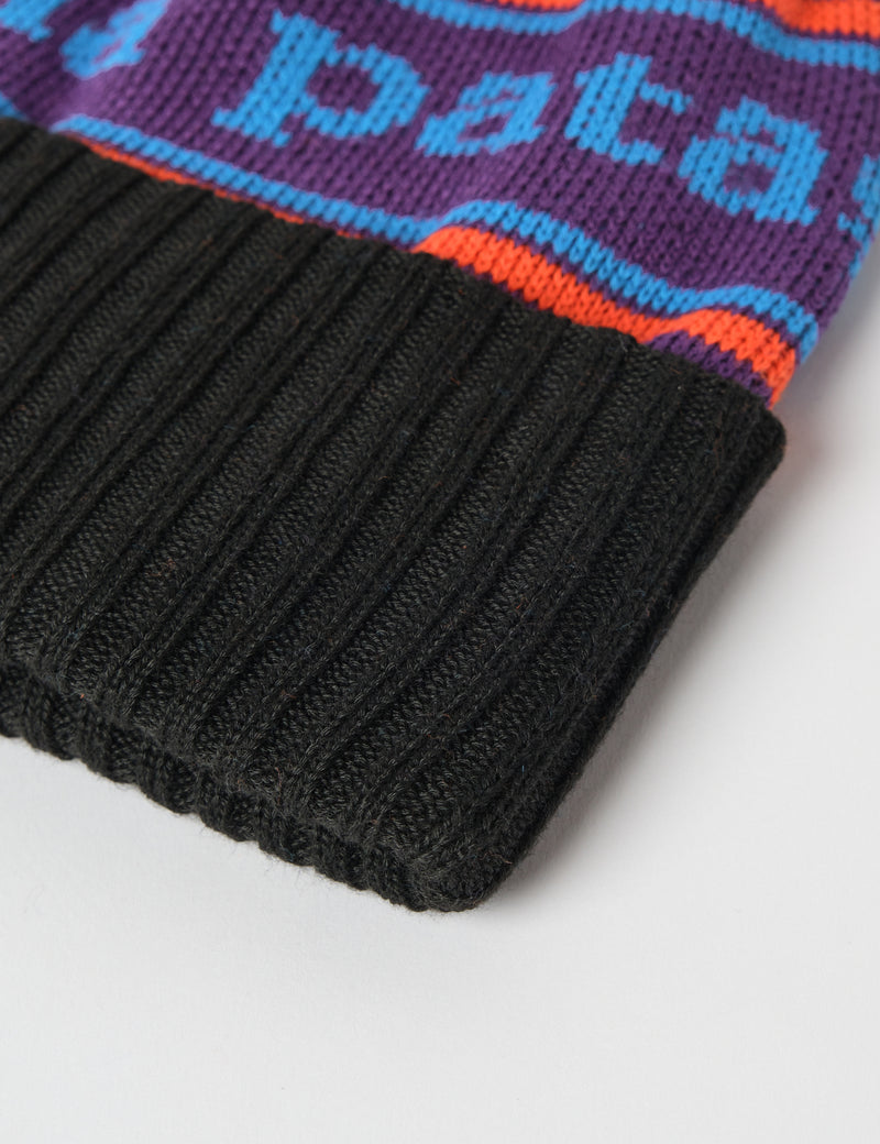 Patagonia Powder Town Park Stripe Beanie Hat - Purple