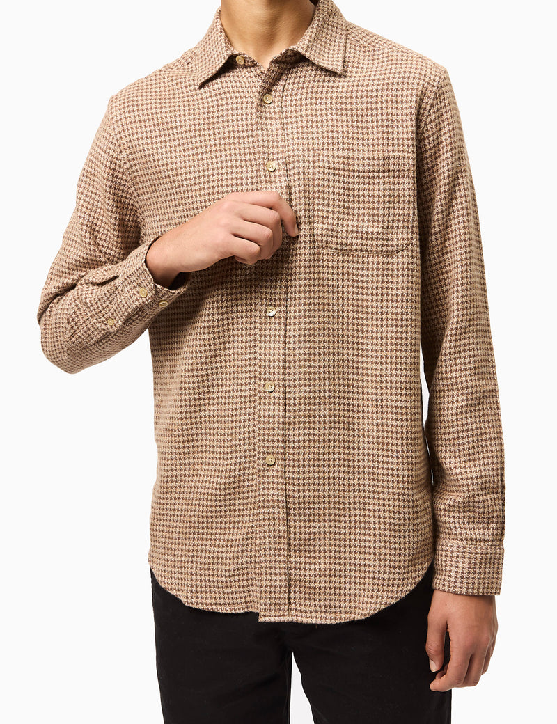 Portuguese Flannel Abstract Pied Poule Shirt - Brown