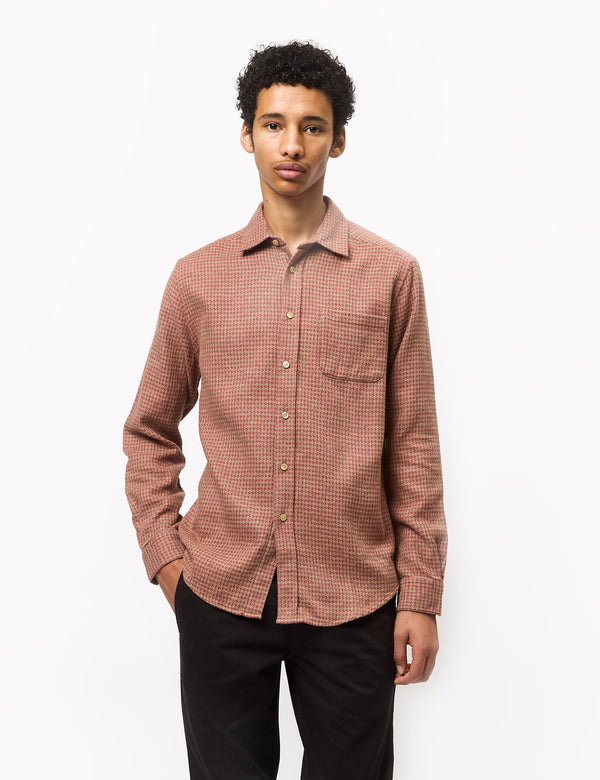 Portuguese Flannel Abstract Pied Poule Shirt - Clay