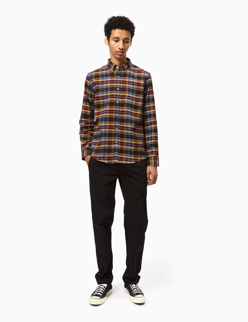 Portuguese Flannel Apollo Shirt - Blue/Bordeaux