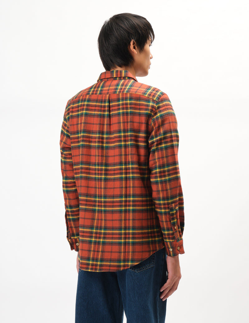 Portuguese Flannel Farol Shirt - Terracota/Yellow/Green