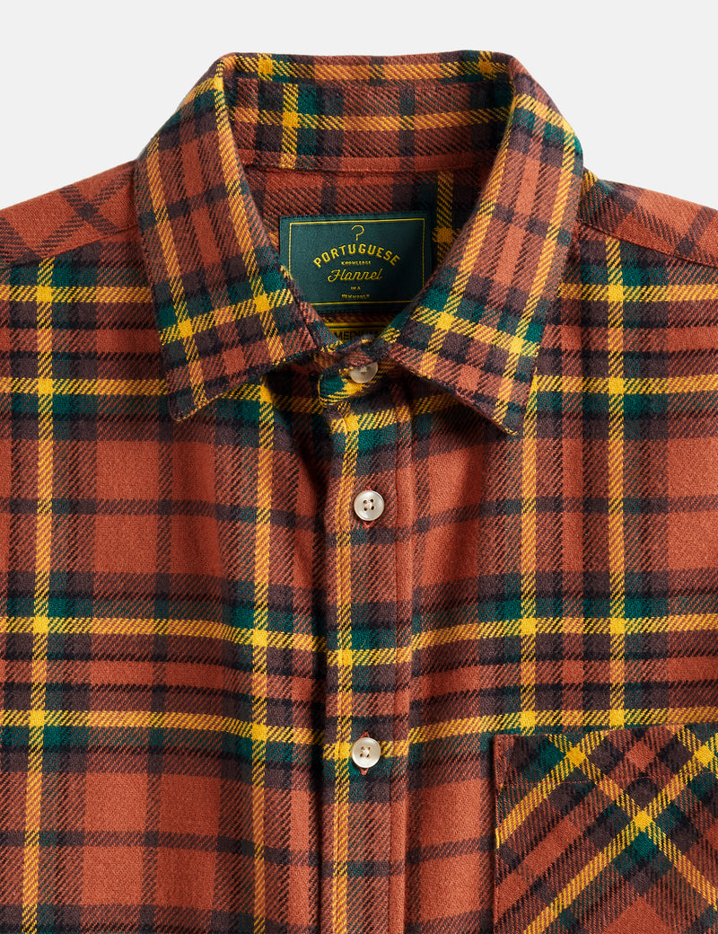 Portuguese Flannel Farol Shirt - Terracota/Yellow/Green