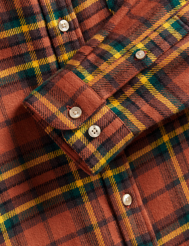 Portuguese Flannel Farol Shirt - Terracota/Yellow/Green