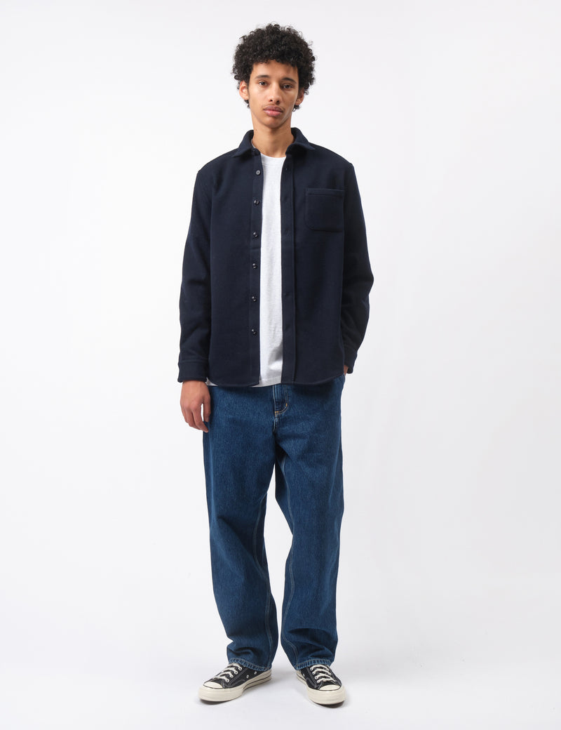 Portuguese Flannel Form Shirt - Navy Blue