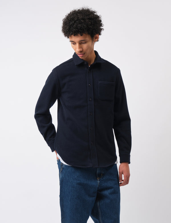 Portuguese Flannel Form Shirt - Navy Blue