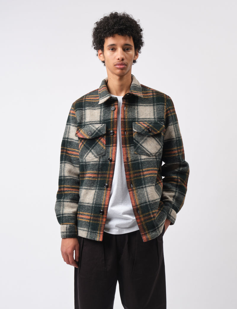 Portuguese Flannel Gauli Overshirt - Forest Green