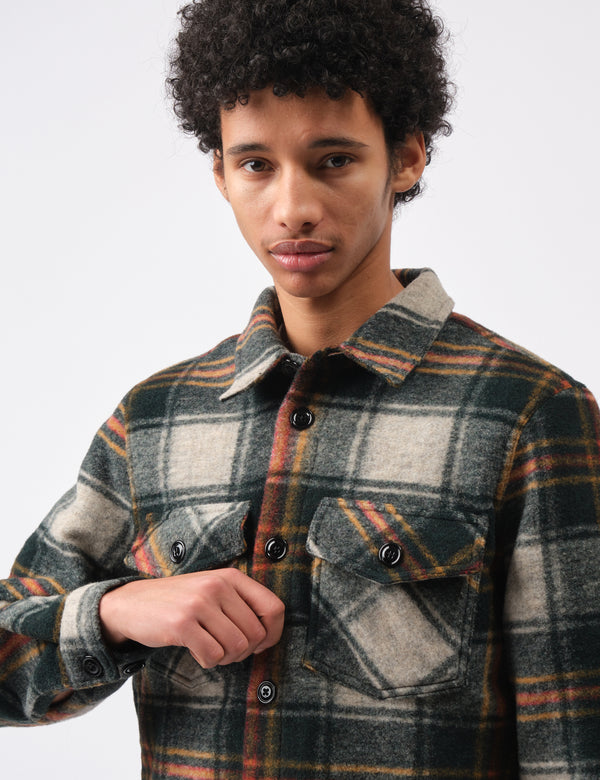 Portuguese Flannel Gauli Overshirt - Forest Green