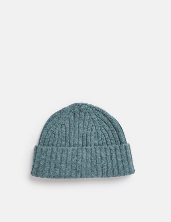 Bhode Pennan Pure Wool Beanie Hat (Knitted in Scotland) - Caspian Green