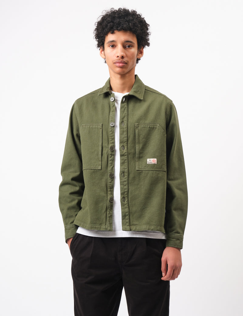 Bhode Map Pocket Overshirt Twill - Army Green