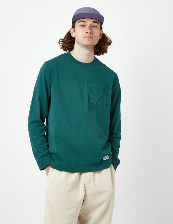 Bhode Everyday Heavyweight Long Sleeve T-Shirt (Organic) - Deep Teal Green