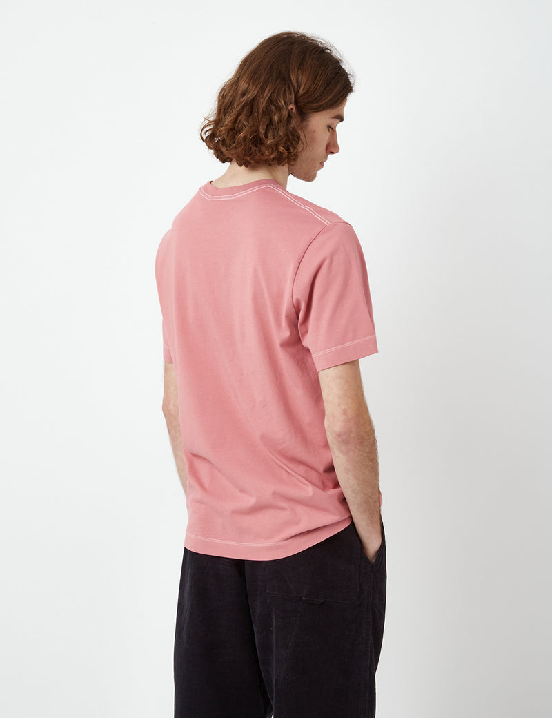 T-Shirt Bhode Contrast Stitch Pocket (Biologique) - Vieux Rose