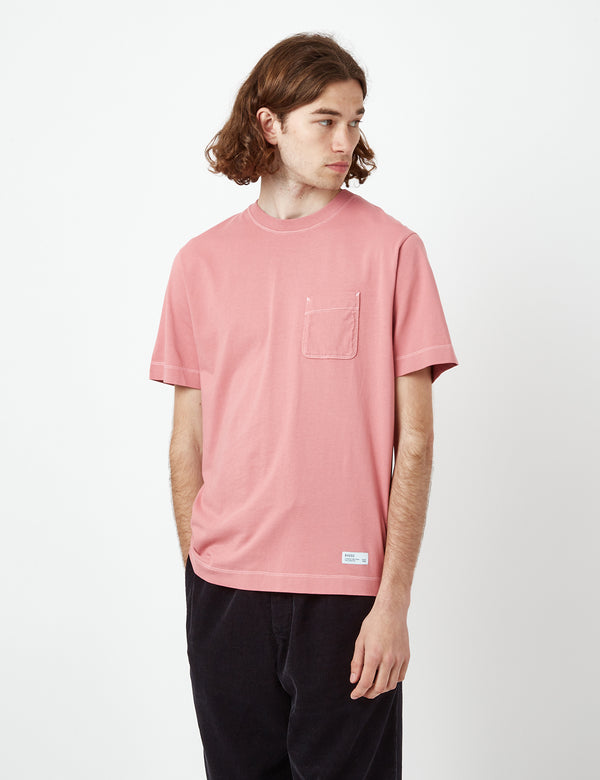 Bhode Contrast Stitch Pocket T-Shirt (Organic) - Dusty Rose