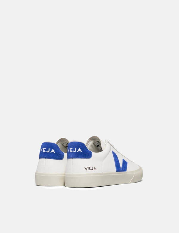 Womens Veja Campo Trainers (CF Leather) - Extra White/Paros Blue