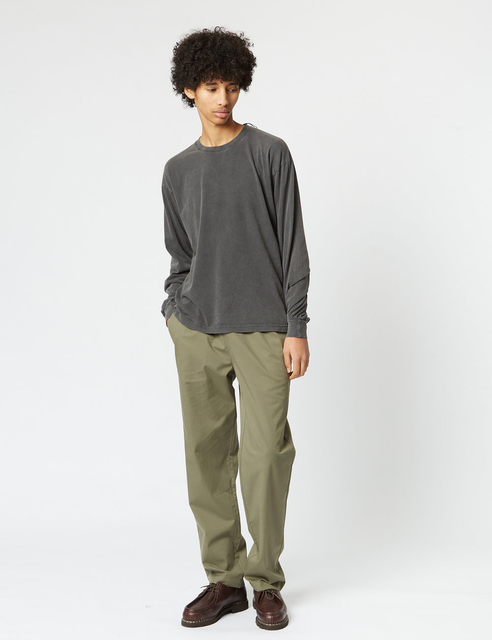 Twill Cotton Pants - Olive Green