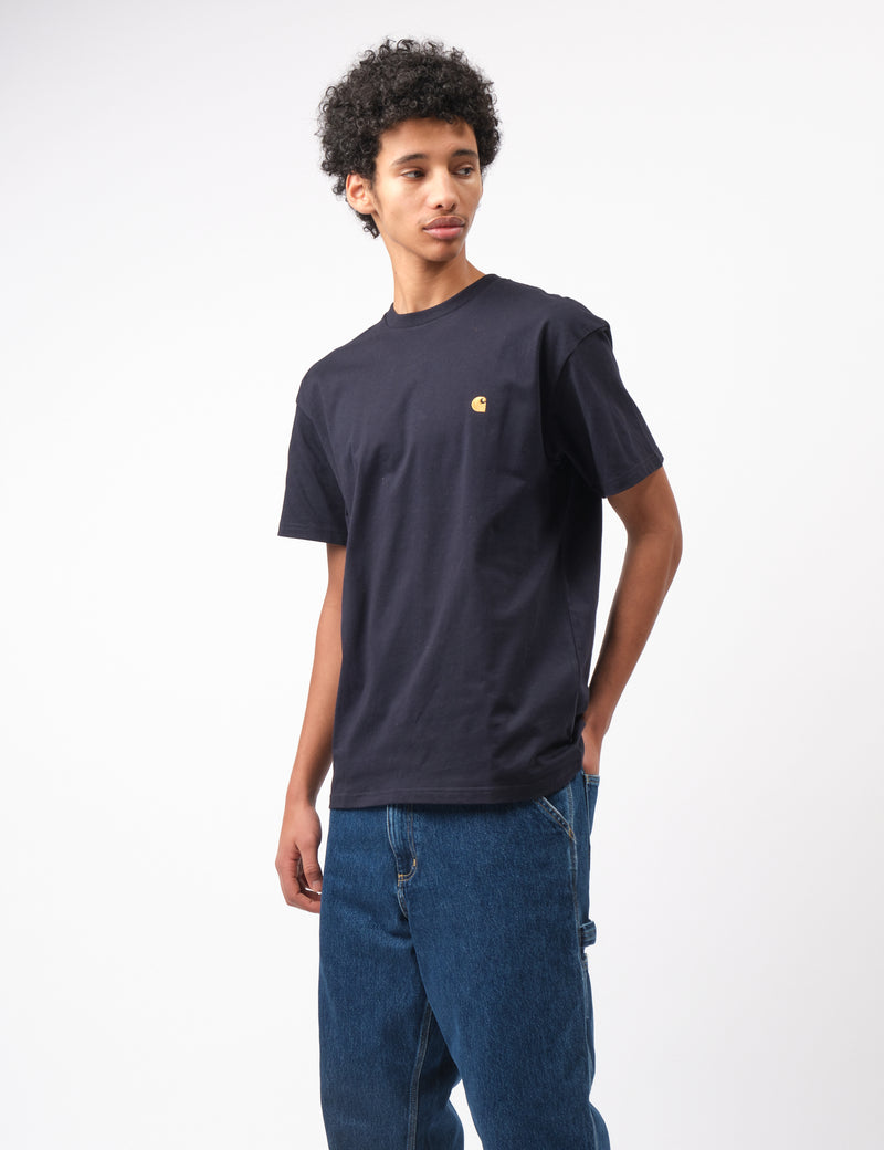 T-Shirt Carhartt-WIP Chase - Bleu Marine Foncé/Or