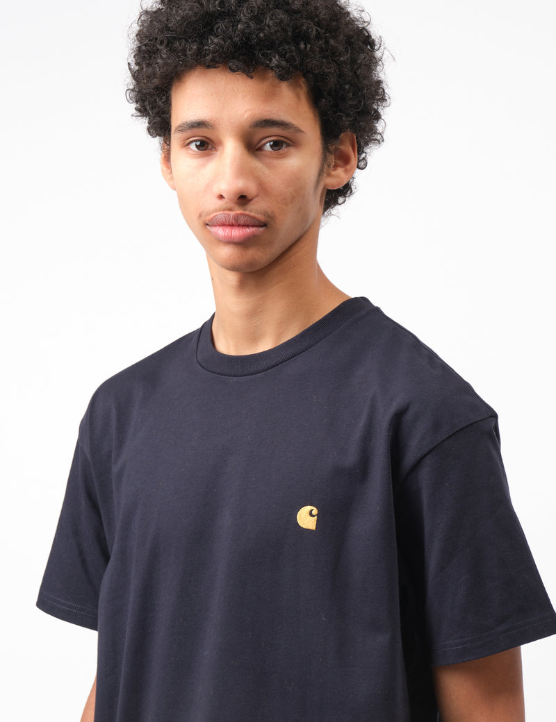 T-Shirt Carhartt-WIP Chase - Bleu Marine Foncé/Or