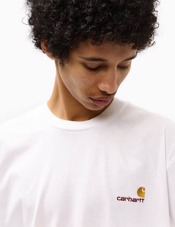 Carhartt-WIP American Script Langarm-T-Shirt - Weiß