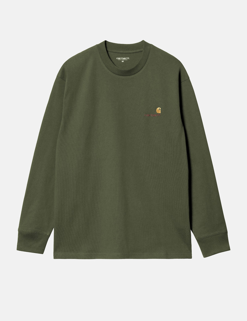 Carhartt WIP American Script Long Sleeve T-Shirt (Loose) - Tarragon Green