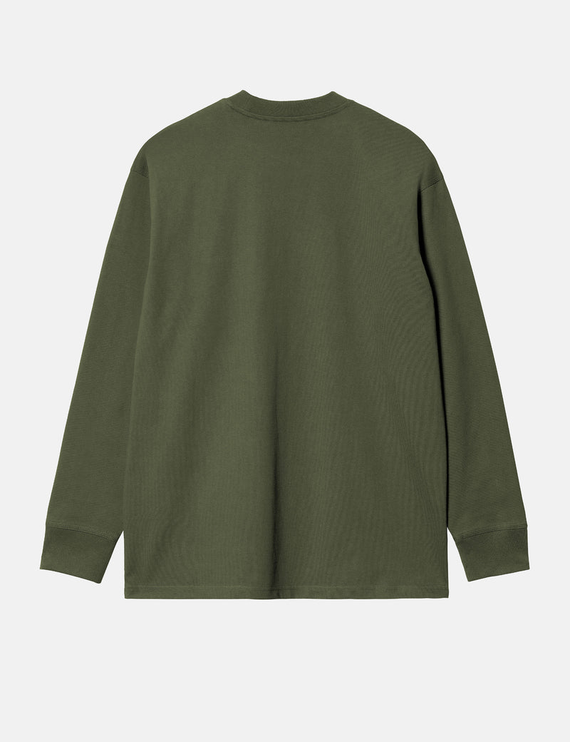 Carhartt WIP American Script Long Sleeve T-Shirt (Loose) - Tarragon Green