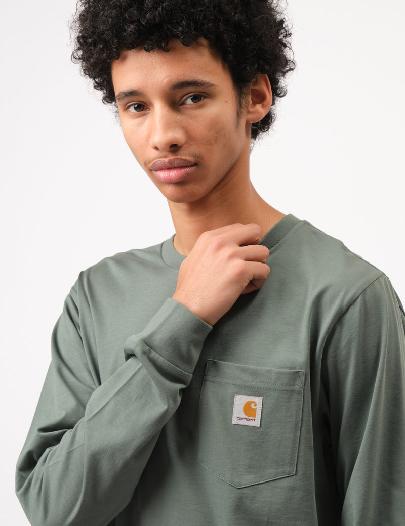 Carhartt WIP Pocket Long Sleeve T-Shirt (Regular) - Duck Green