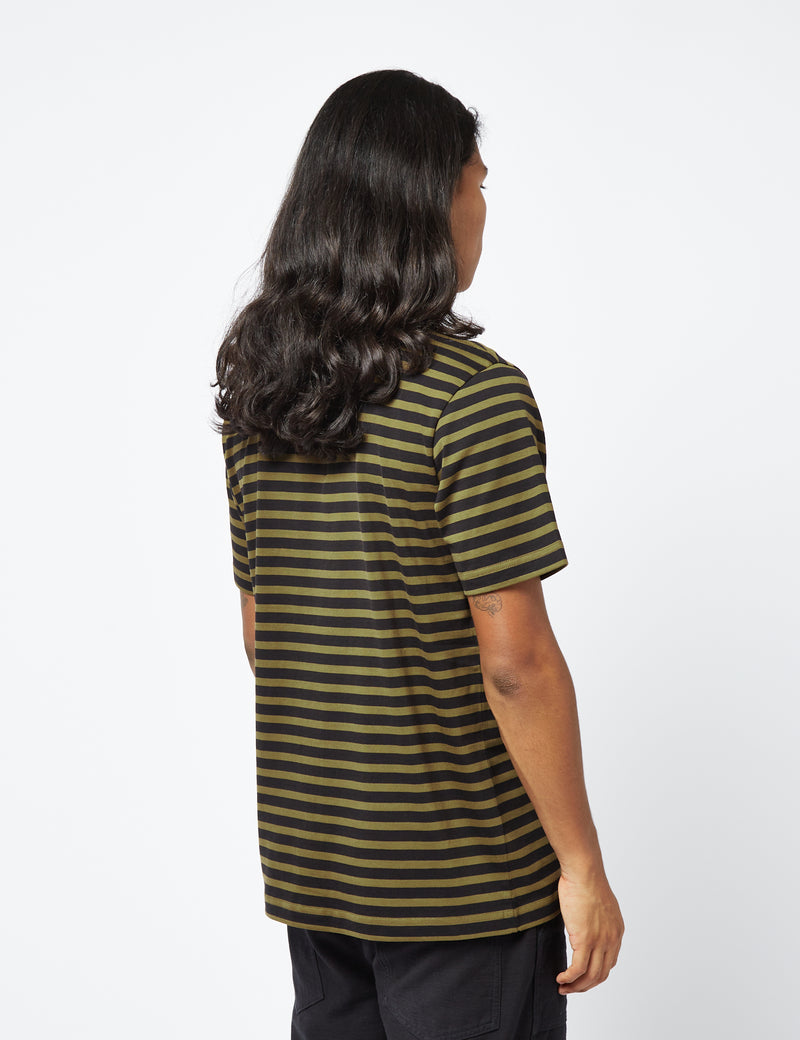 Carhartt-WIP Seidler Pocket T-Shirt (Seidler Stripe) - Highland Green/Black