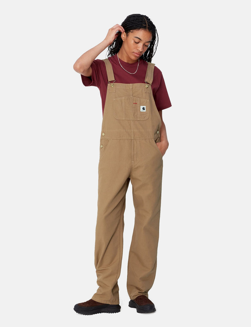 Carhartt WIP Women's Bib Overall Straight - Peanut Brown Rinsed