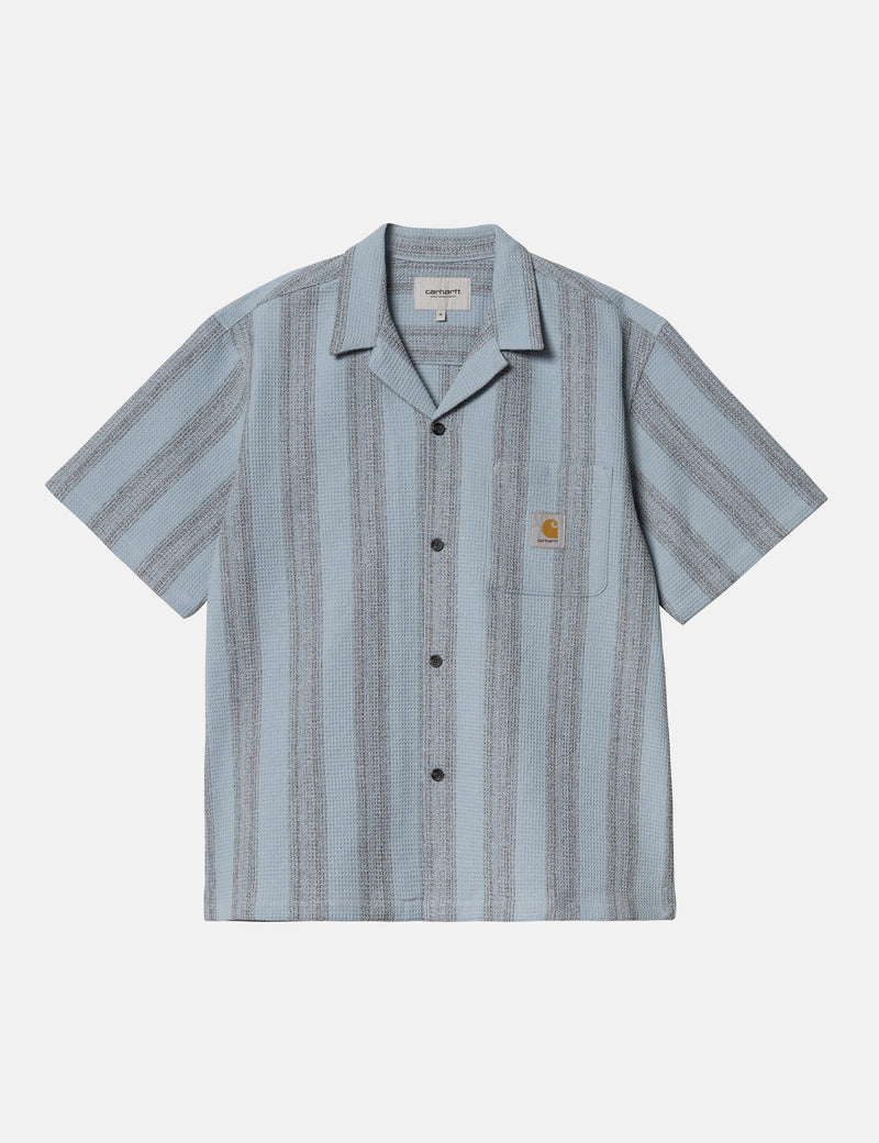Carhart WIP Short Sleeve Dodson Stripe Shirt - Misty Sky Blue