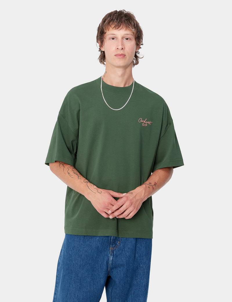 Carhartt WIP Signature Script T-Shirt (Boxy Loose) - Sycamore Tree Green