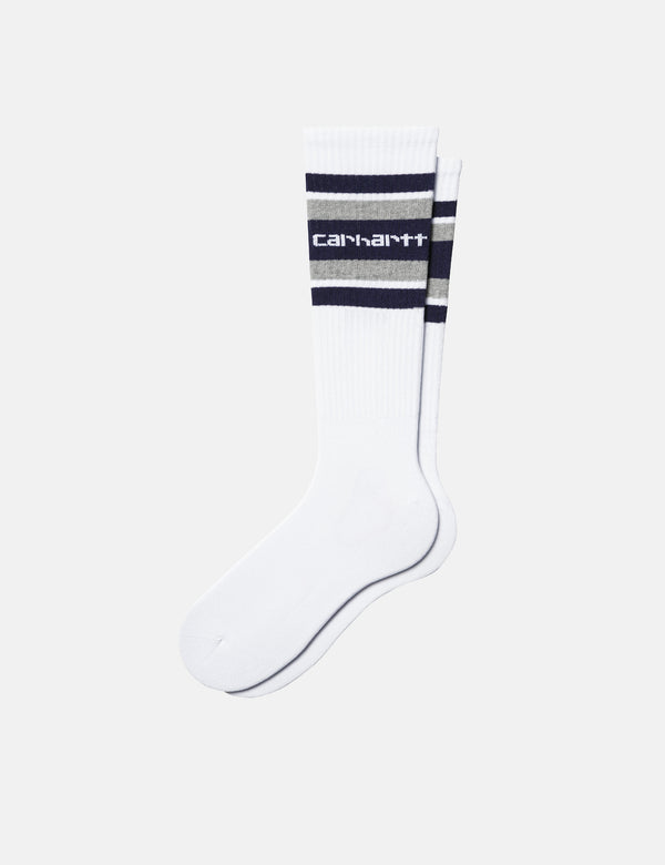 Carhartt WIP Connors Socks - White/Aura Purple/Grey Heather