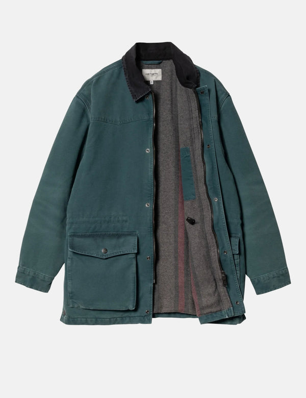 Carhartt WIP OG Santa Fe Coat (Stone Canvas) - Deep Lagoon