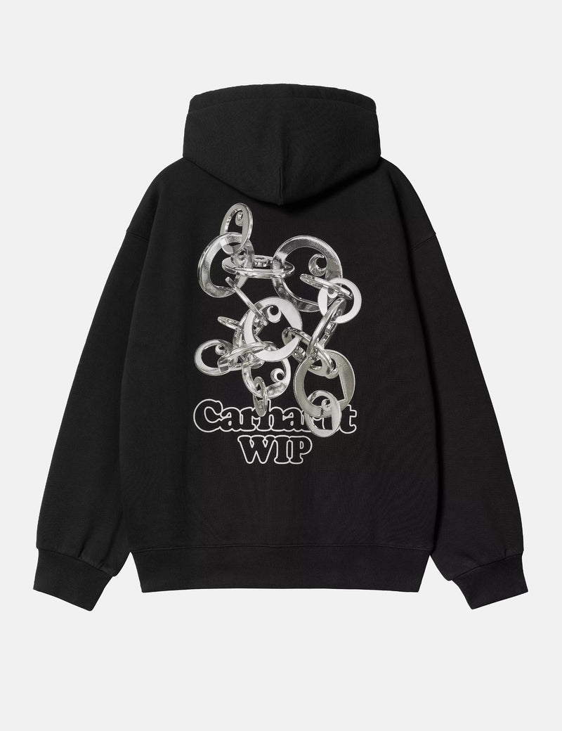 Carhartt WIP Hooded Charm Link Sweatshirt - Black Stone Washed