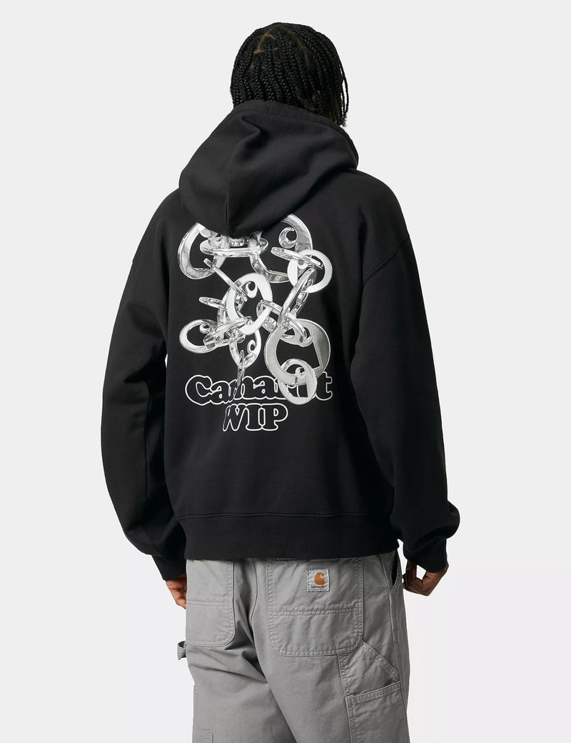 Carhartt WIP Hooded Charm Link Sweatshirt - Black Stone Washed