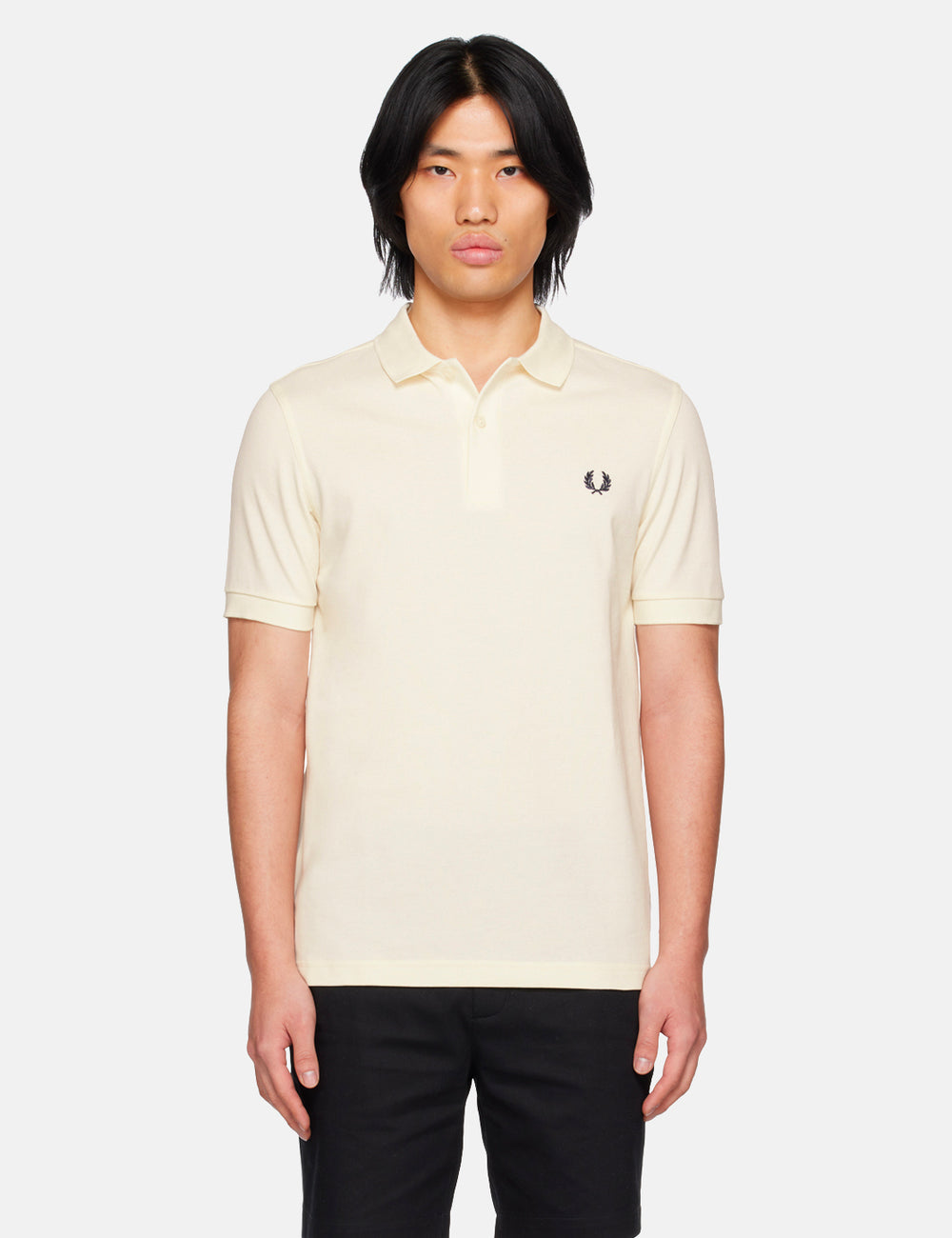 Fred Perry M6000 Plain Polo Shirt - Ecru/Navy Blue