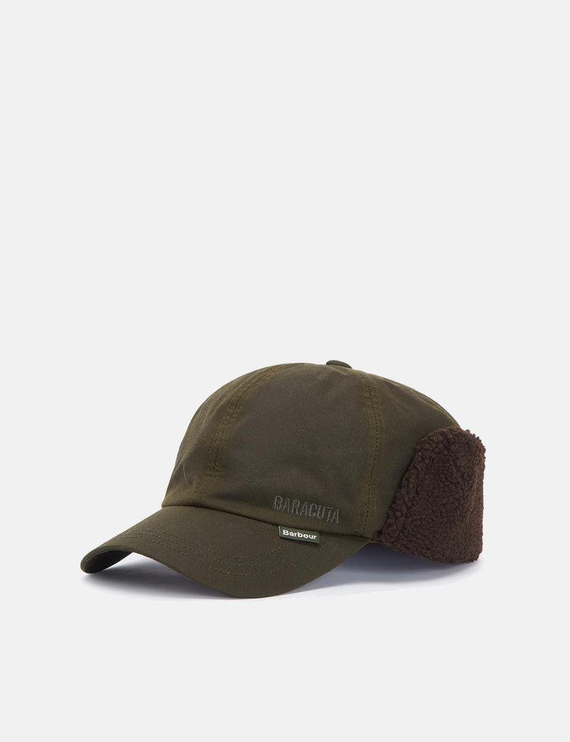 Barbour x Baracuta Wax Ear Flap Cap - Olive Green