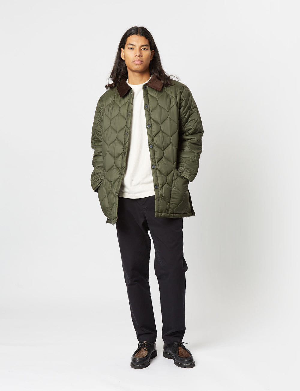 Green quilted cheap jacket mens