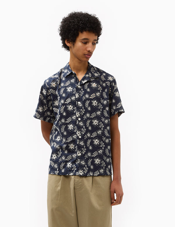 Portuguese Flannel Folclore 4  Short Sleeve Shirt - Navy Blue