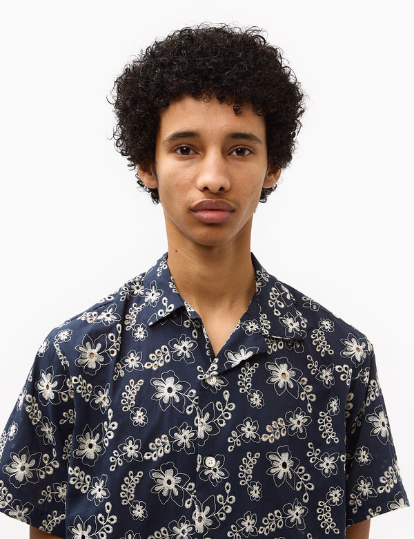 Portuguese Flannel Folclore 4  Short Sleeve Shirt - Navy Blue