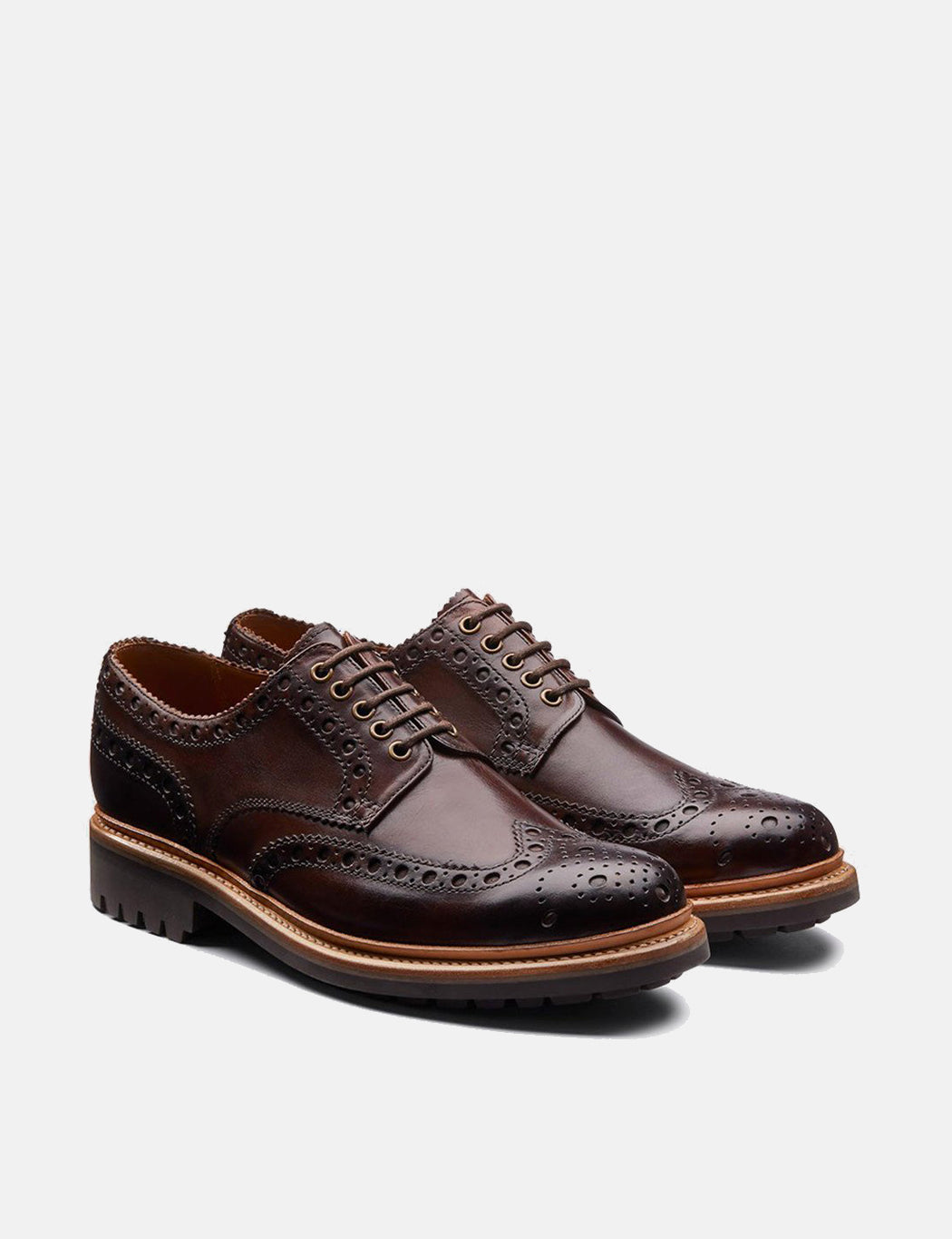 Grenson Archie Brogue Shoes - Dark Brown | URBAN EXCESS.