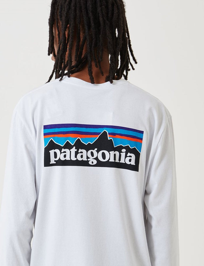 Patagonia P 6 Logo Responsibili Tee Long Sleeved T Shirt White Urban Excess. URBAN EXCESS