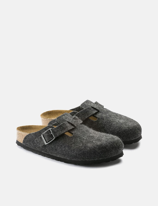 Birkenstock Boston Wollfilz (Regular) - Anthrazitgrau