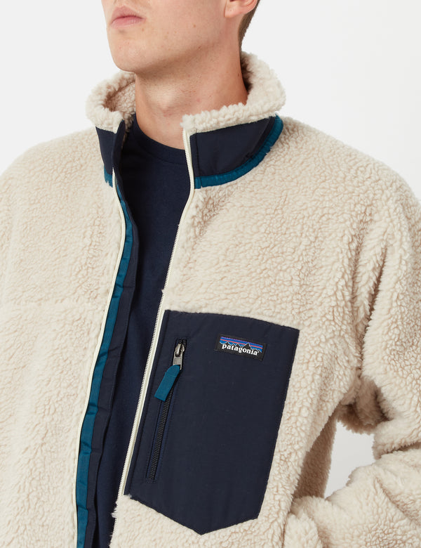 Patagonia Classic Retro-X Jacket - Natural/Navy Blue