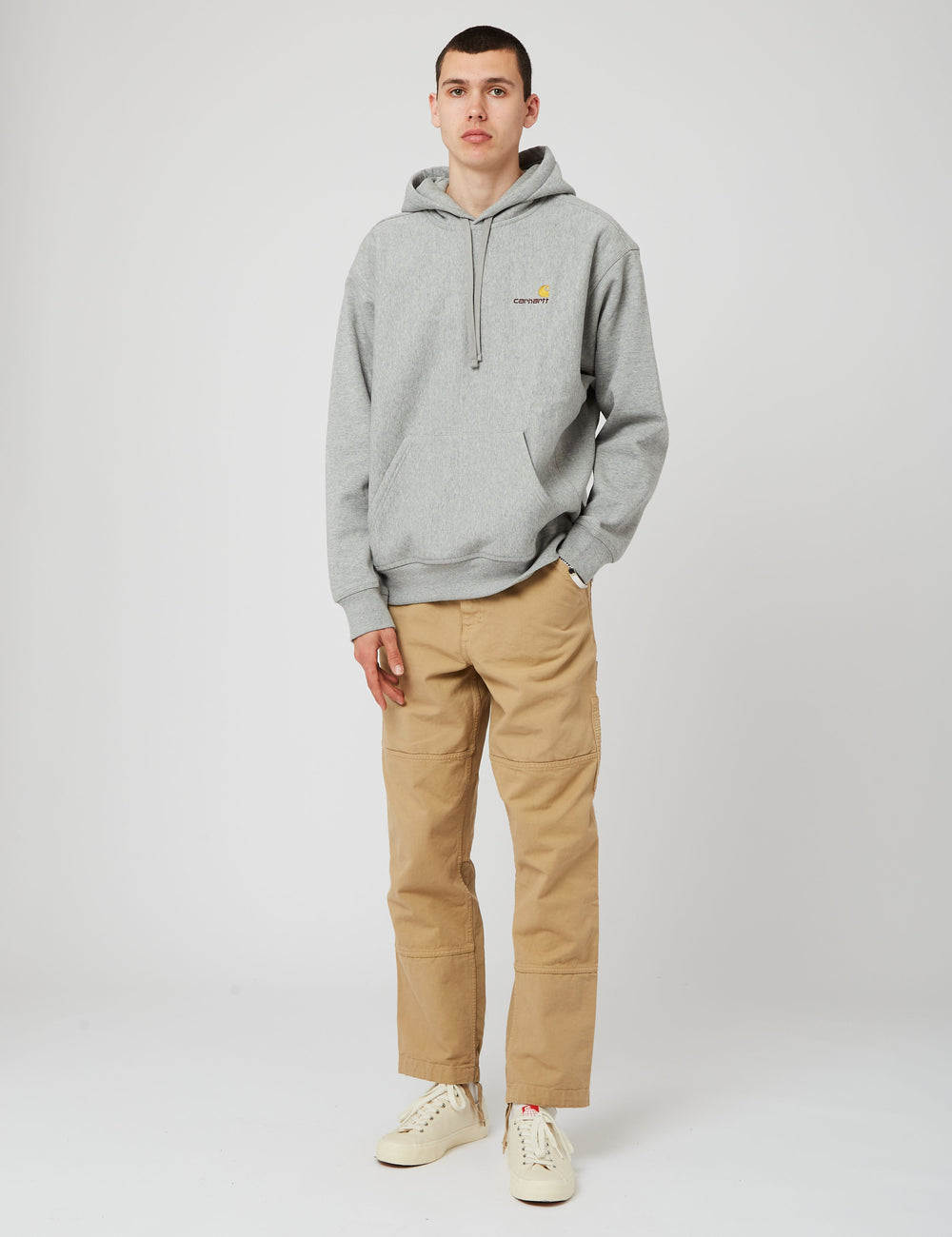 Carhartt-WIP American Script HoodedSweatshirt-グレーヘザー